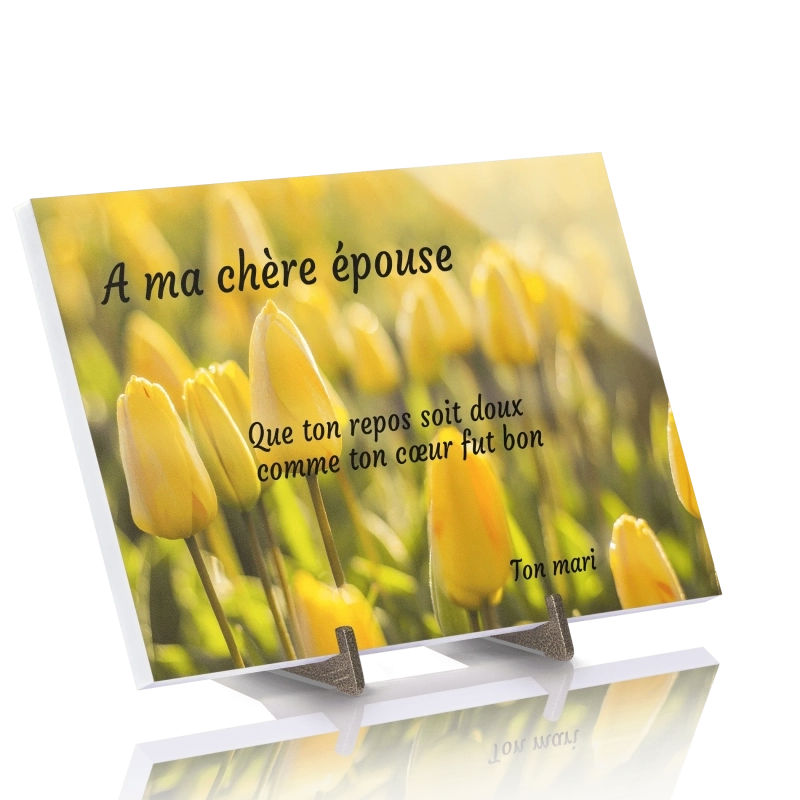 Plaque Funéraire Tulipes en Pierre Acrylate Plaque Funéraire Tulipes en Pierre Acrylate