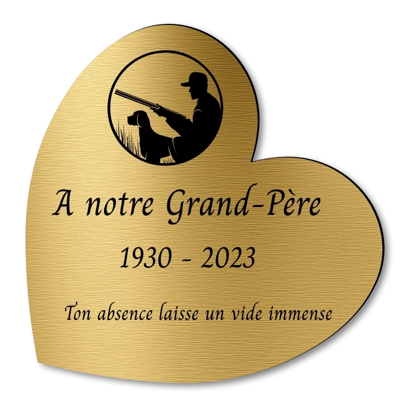 Plaque Funéraire Coeur Gravée Chasse Plaque Funéraire Coeur Gravée Chasse