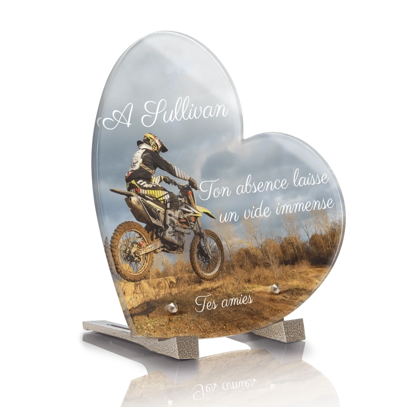 Plaque Funéraire Coeur Moto 3