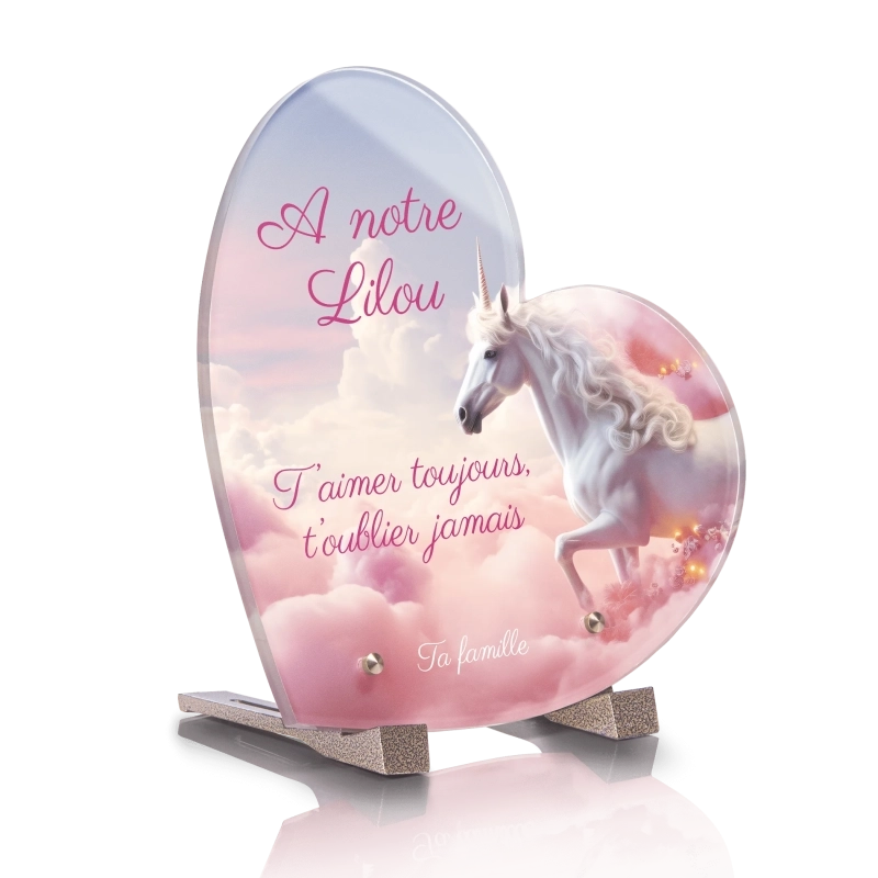 Plaque Funéraire Coeur Enfant Licorne Plaque Funéraire Coeur Enfant Licorne