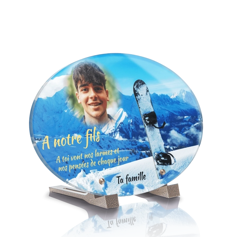 Plaque Funéraire Ovale Snowboard