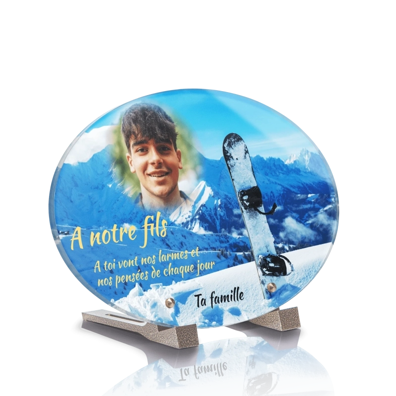 Plaque Funéraire Ovale Snowboard Plaque Funéraire Ovale Snowboard