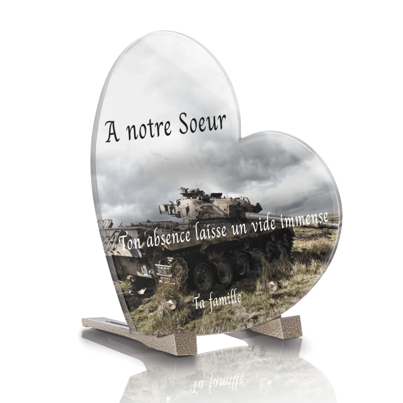 Plaque Funéraire Coeur Armée Tank