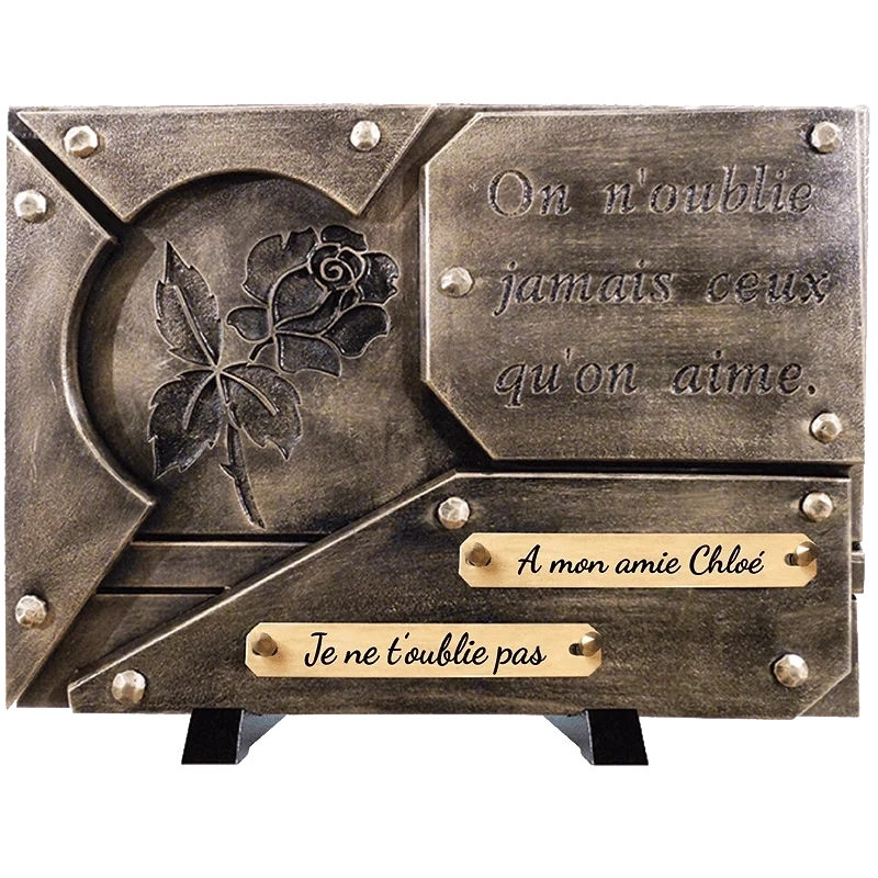 Plaque Funéraire Rose Gravée en Granit Acrylate Plaque Funéraire Rose Gravée en Granit Acrylate