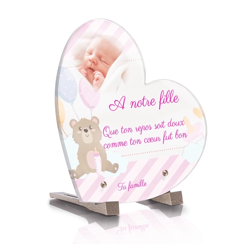 Plaque Funéraire Coeur Bébé Fille