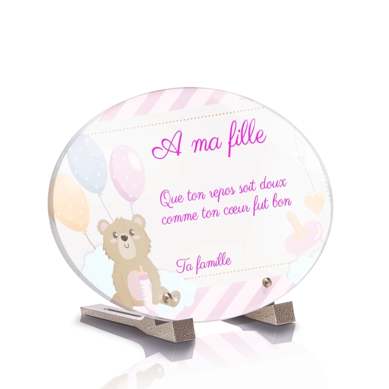 Plaque Funéraire Ovale Bébé Fille