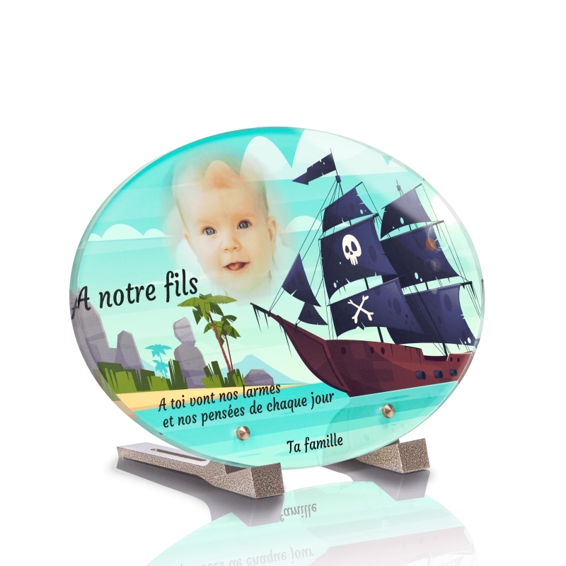 Plaque Funéraire Ovale Enfant Pirate