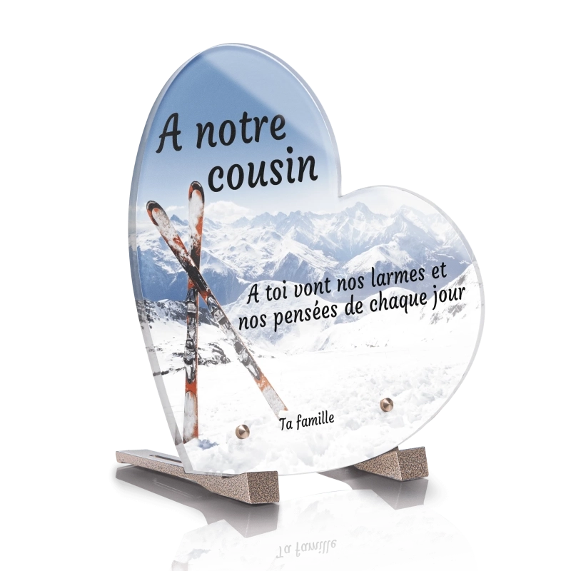 Plaque Funéraire Coeur Ski