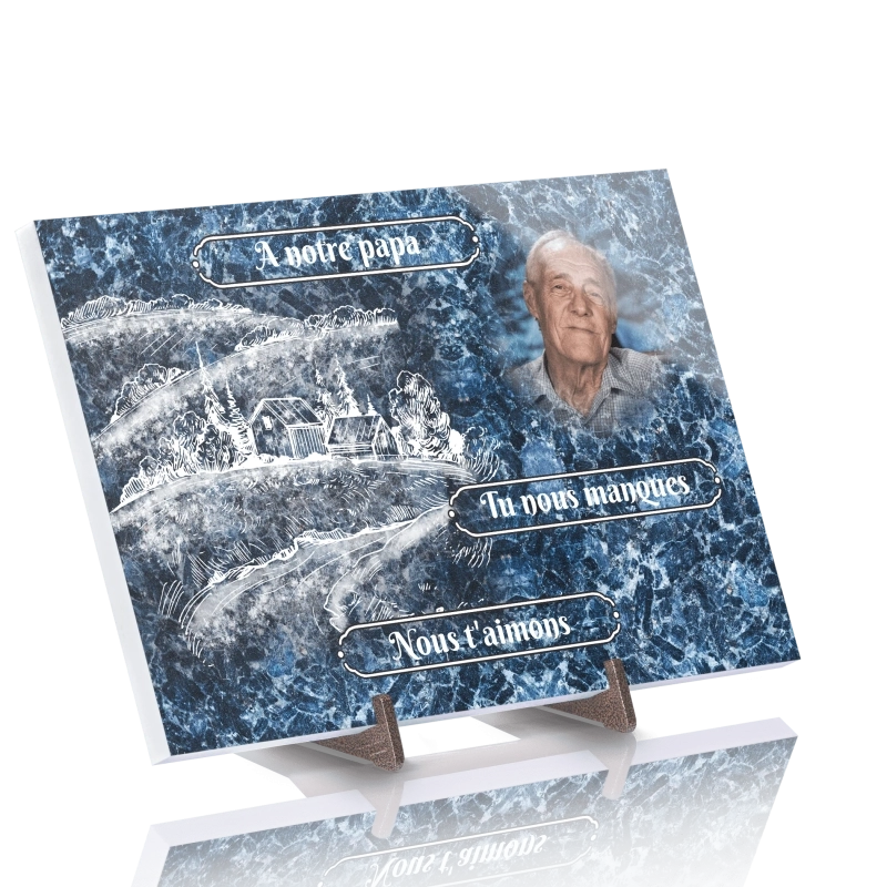 Plaque Funéraire Campagne effet Granit en Pierre Acrylate