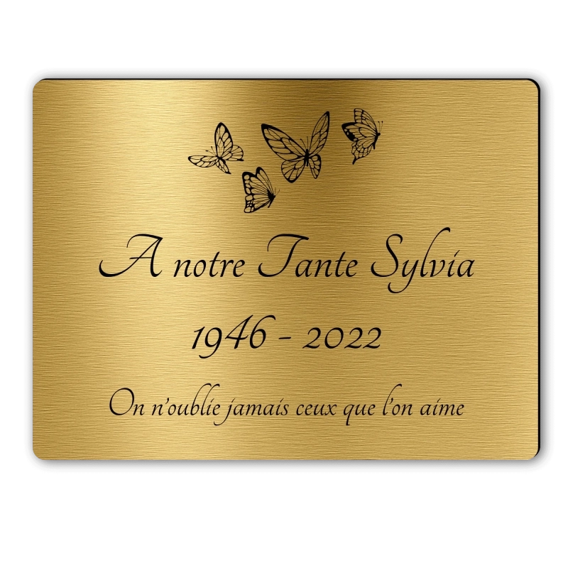 Plaque Funéraire Rectangle Gravée Papillons Plaque Funéraire Rectangle Gravée Papillons