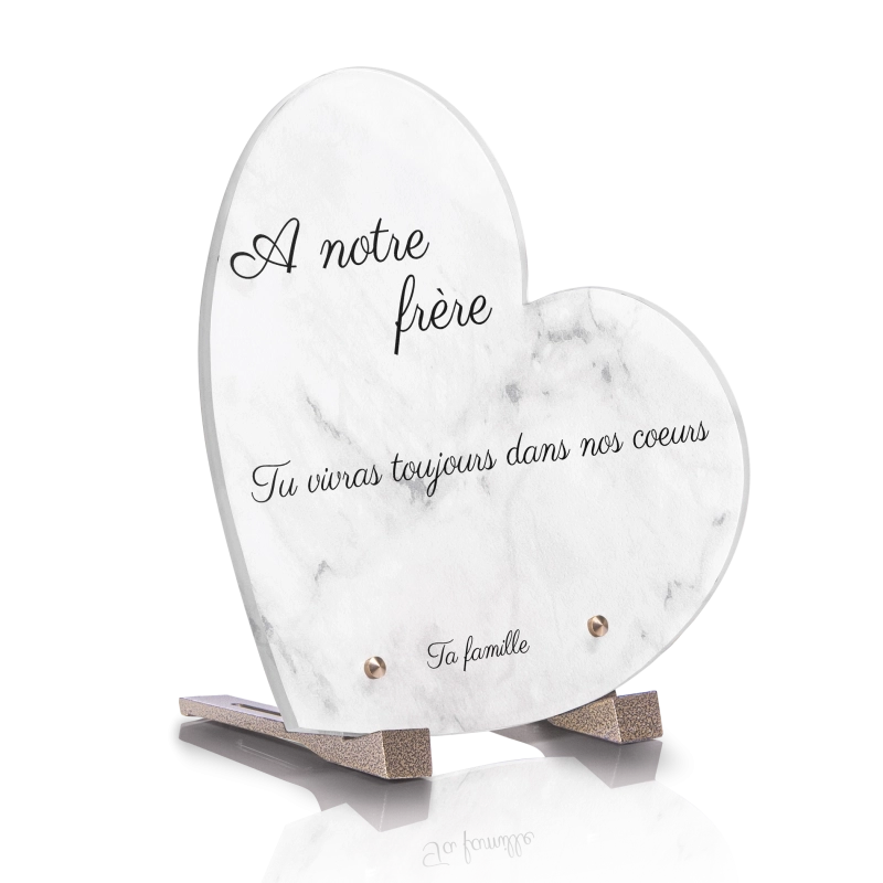 Plaque Funéraire Coeur Effet Marbre classique Plaque Funéraire Coeur Effet Marbre classique