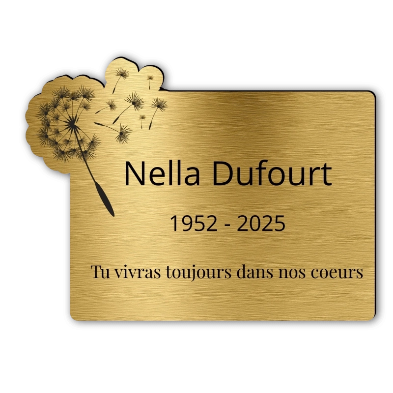 Plaque Funéraire Gravée Forme Pissenlit Plaque Funéraire Gravée Forme Pissenlit