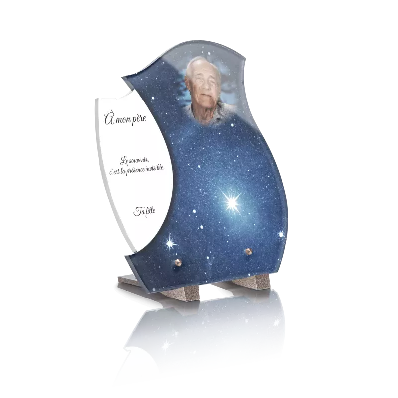 Plaque Funéraire Design Ciel Etoilé Eclairé
