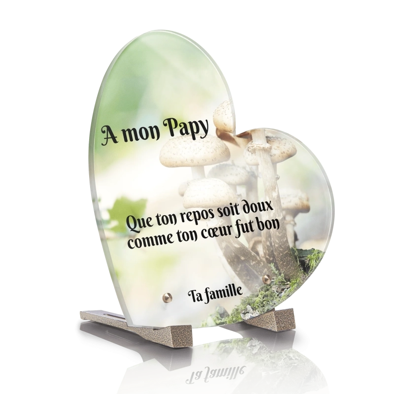 Plaque pour Tombe Coeur Champignon Plaque pour Tombe Coeur Champignon