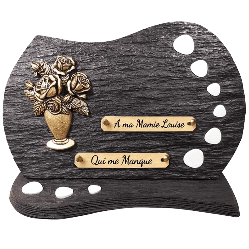 Plaque Funéraire Bouquet de Roses en Schiste Acrylate Plaque Funéraire Bouquet de Roses en Schiste Acrylate