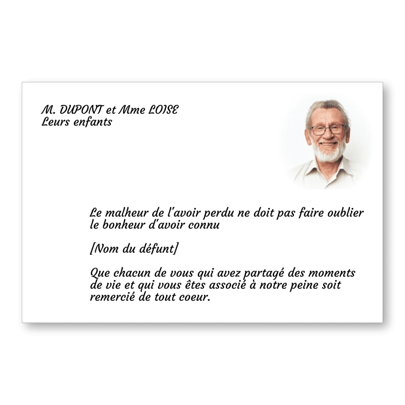 Carte de Remerciement Décès Blanche Carte de Remerciement Décès Blanche