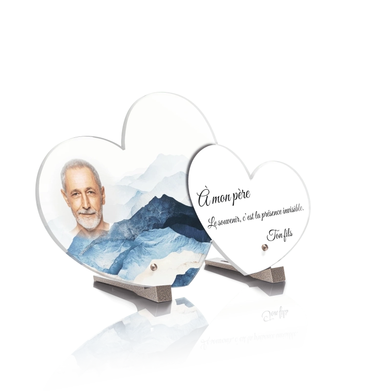 Plaque Funéraire Double Coeur Montagne Design Plaque Funéraire Double Coeur Montagne Design