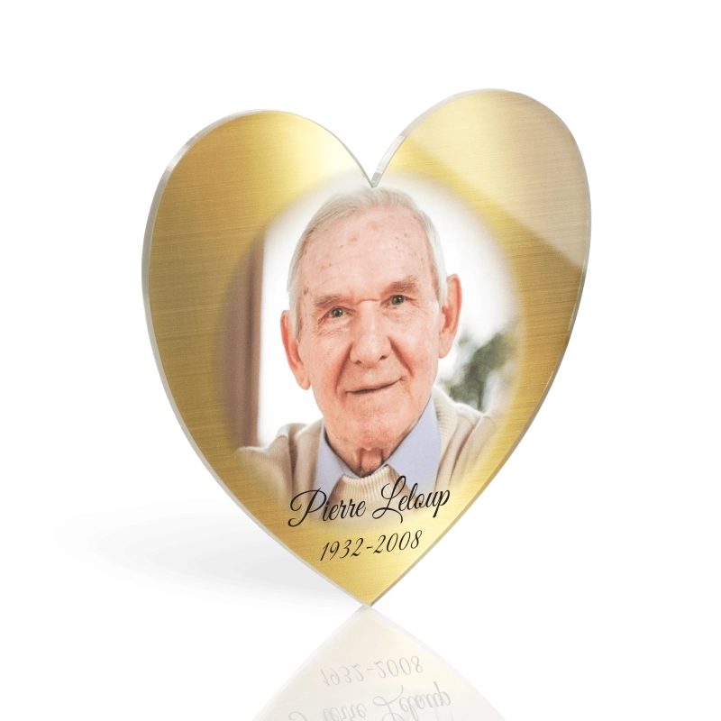 Médaillon Funéraire Coeur Fondu Doré Médaillon Funéraire Coeur Fondu Doré