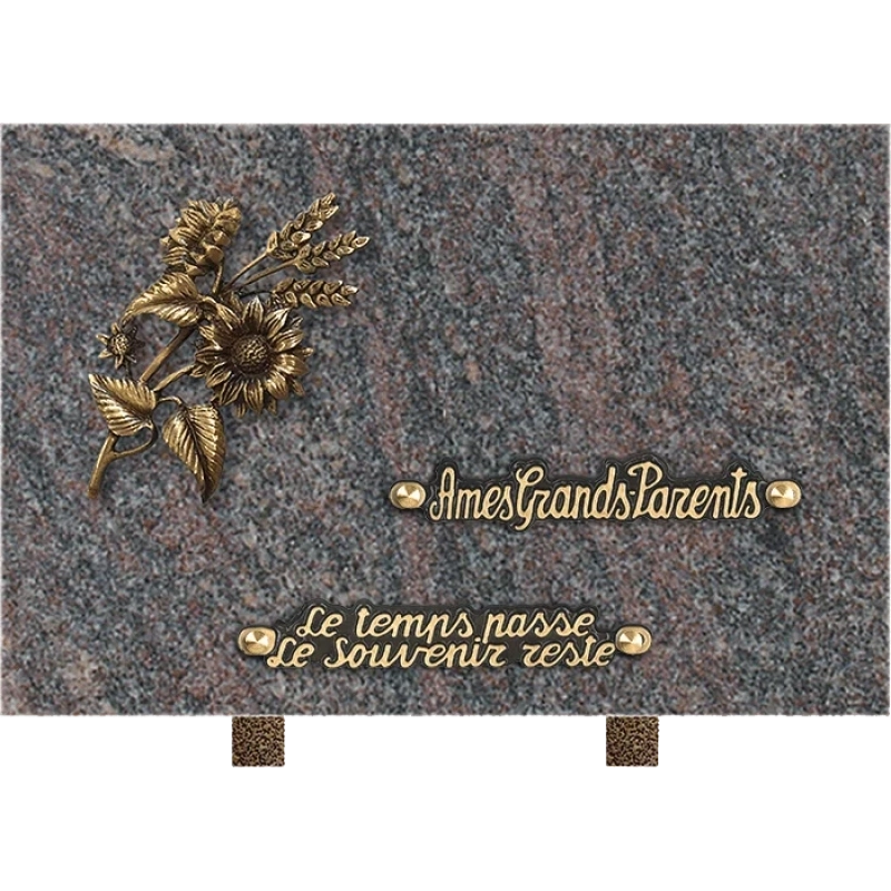 Plaque funéraire granit Blé Tournesol 30x20cm (Standard)