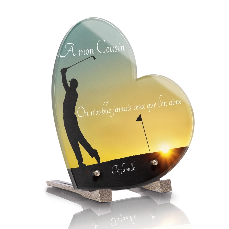 Plaque Funéraire Coeur Golf