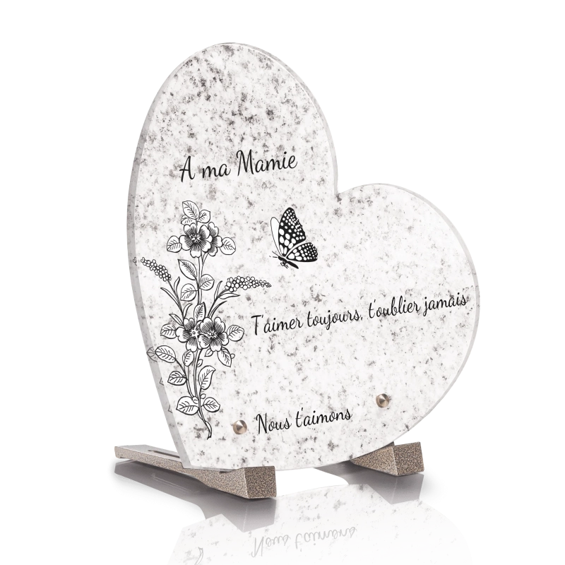 Plaque Funéraire Coeur Papillon Monochrome Plaque Funéraire Coeur Papillon Monochrome