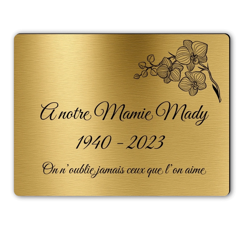 Plaque Funéraire Rectangle Gravée Orchidée Plaque Funéraire Rectangle Gravée Orchidée