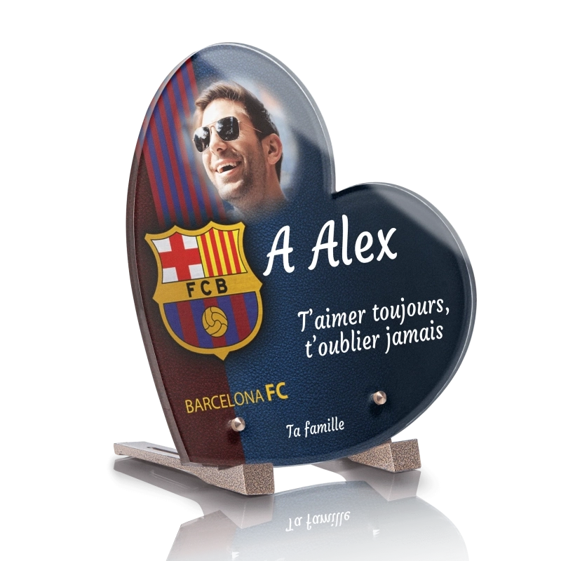 Plaque Funéraire Originale Coeur Foot FC Barcelone Plaque Funéraire Originale Coeur Foot FC Barcelone
