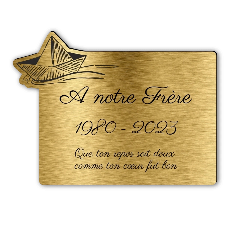 Plaque Funéraire Gravée Forme Bateau Plaque Funéraire Gravée Forme Bateau