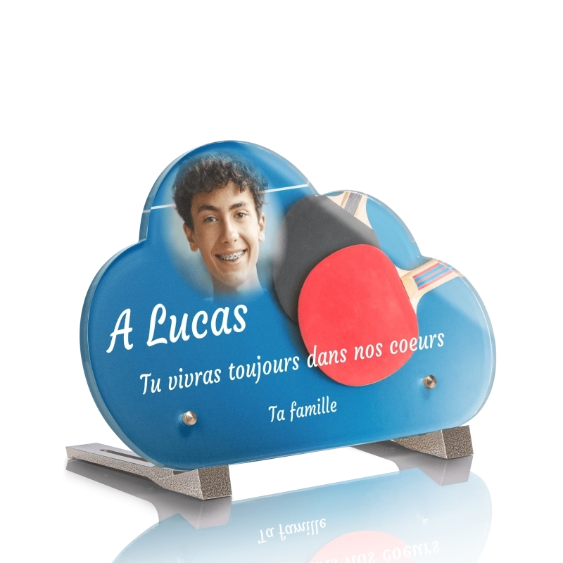 Plaque Funéraire Nuage Ping-Pong Tennis de Table Plaque Funéraire Nuage Ping-Pong Tennis de Table