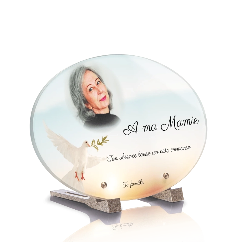 Plaque Funéraire Ovale Colombe 7 Plaque Funéraire Ovale Colombe 7