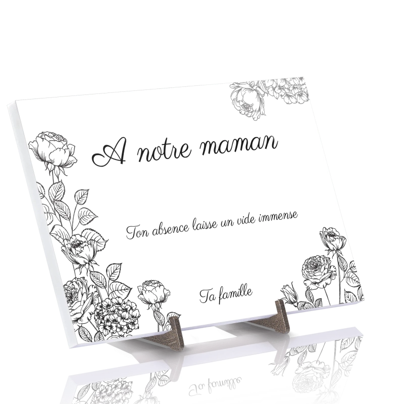 Plaque Funéraire Fusain Roses en Pierre Acrylate Plaque Funéraire Fusain Roses en Pierre Acrylate
