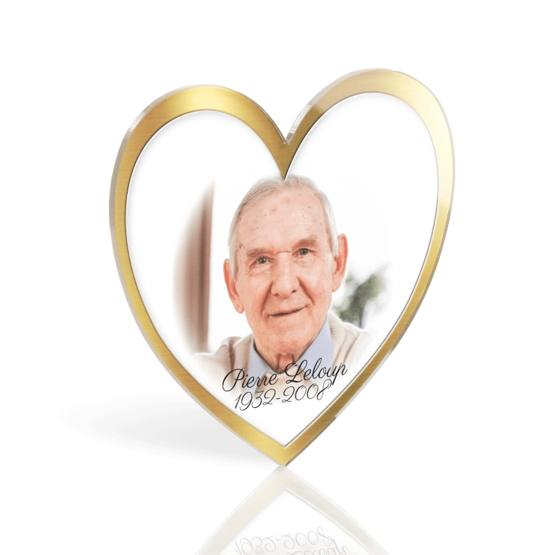 Médaillon Funéraire Coeur Cadre Doré Médaillon Funéraire Coeur Cadre Doré