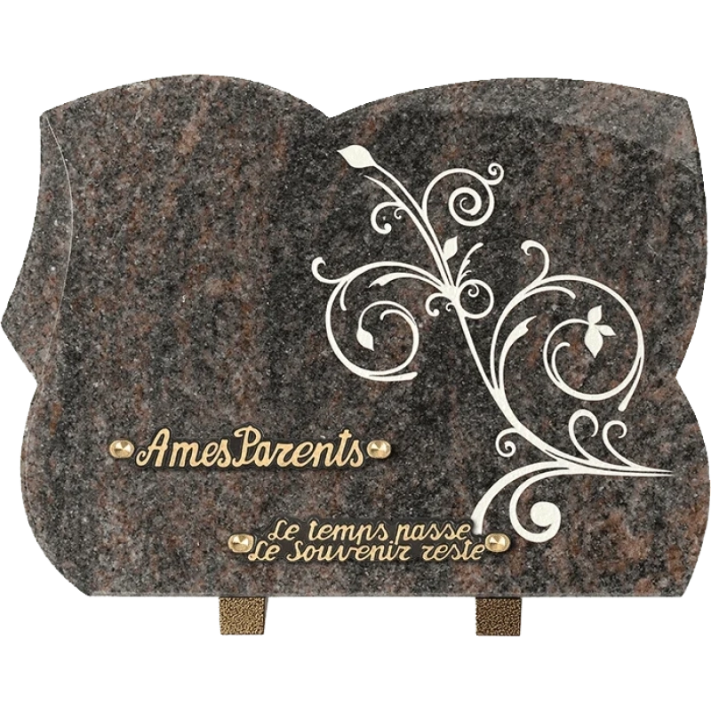 Plaque funéraire granit Forme Fleurs 35x25cm (grand)