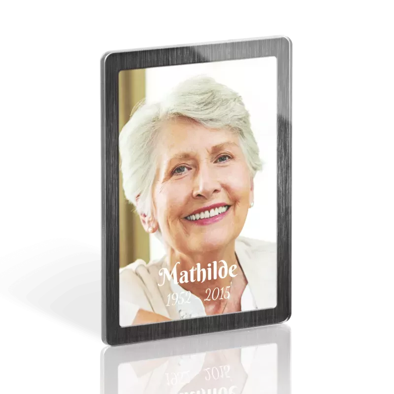 Médaillon Funéraire Rectangle Cadre Noir