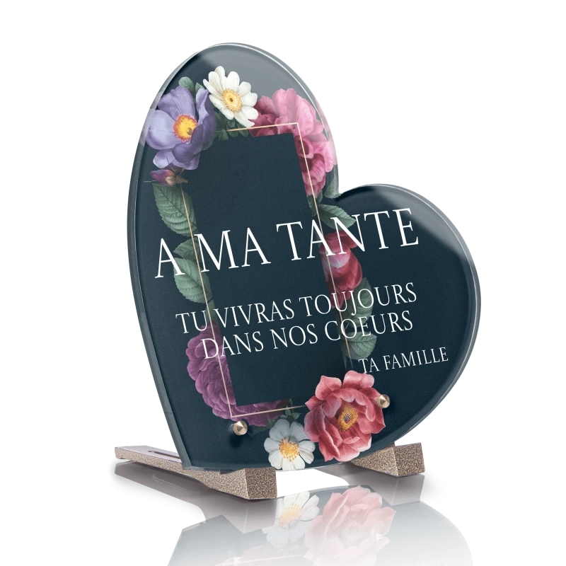Plaque Funéraire Coeur Cadre Fleurs Bleues Plaque Funéraire Coeur Cadre Fleurs Bleues