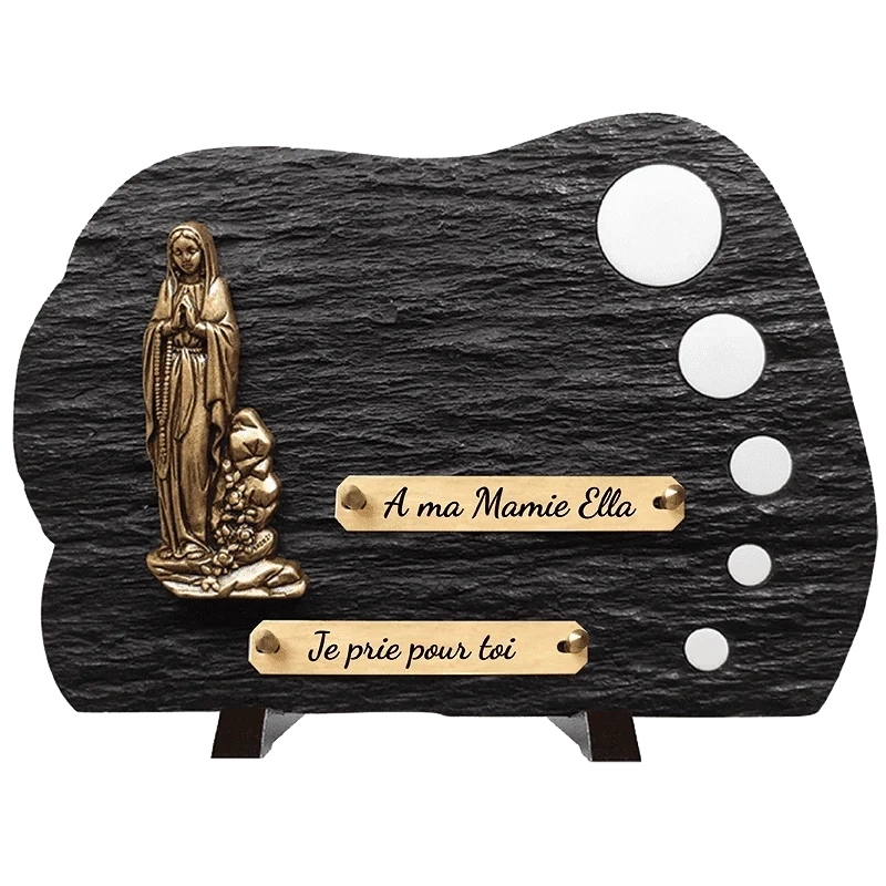 Plaque Funéraire Vierge Marie en Schiste Acrylate Plaque Funéraire Vierge Marie en Schiste Acrylate