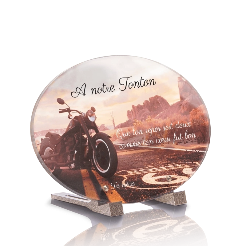 Plaque Funéraire Ovale Moto Harley