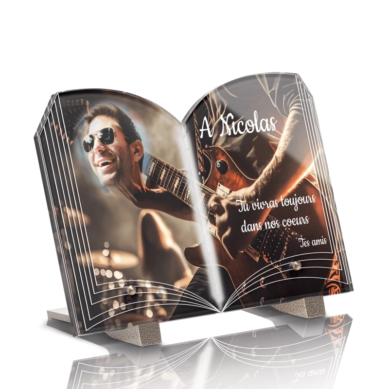 Plaque Funéraire Livre Rock Guitare Plaque Funéraire Livre Rock Guitare