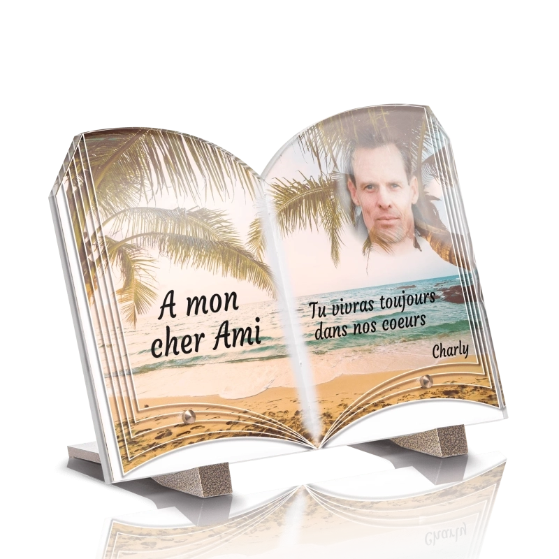 Plaque Funéraire Livre Palmier Plage Plaque Funéraire Livre Palmier Plage
