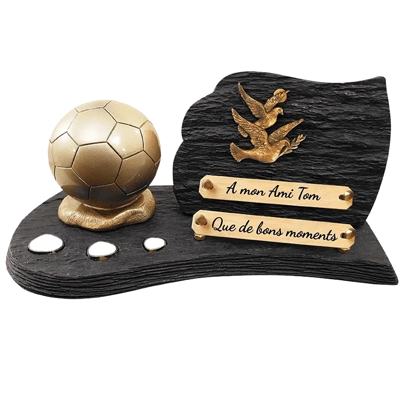 Plaque Funéraire Foot en Schiste Acrylate Plaque Funéraire Foot en Schiste Acrylate