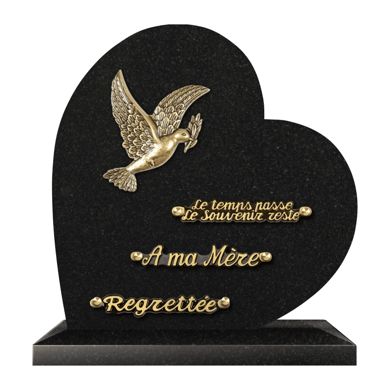 Plaque funéraire Coeur Colombe 30x30cm (standard) Plaque funéraire Coeur Colombe 30x30cm (standard)