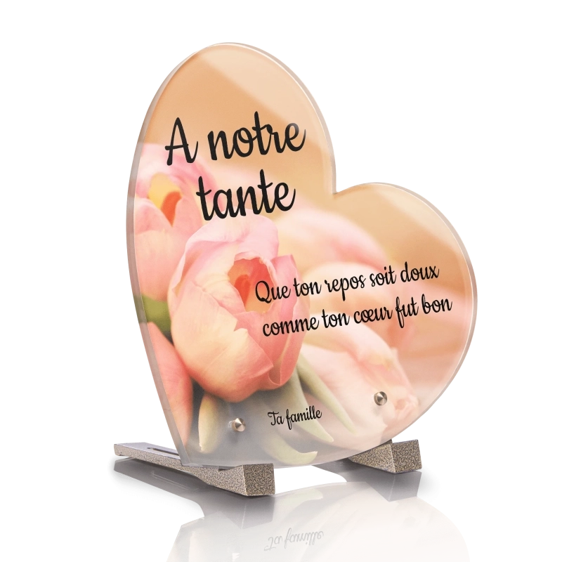 Plaque Funéraire Coeur Tulipes