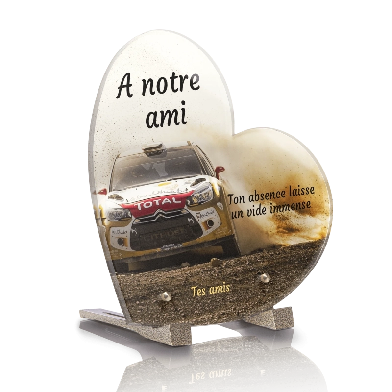 Plaque Funéraire Coeur Voiture de course Plaque Funéraire Coeur Voiture de course
