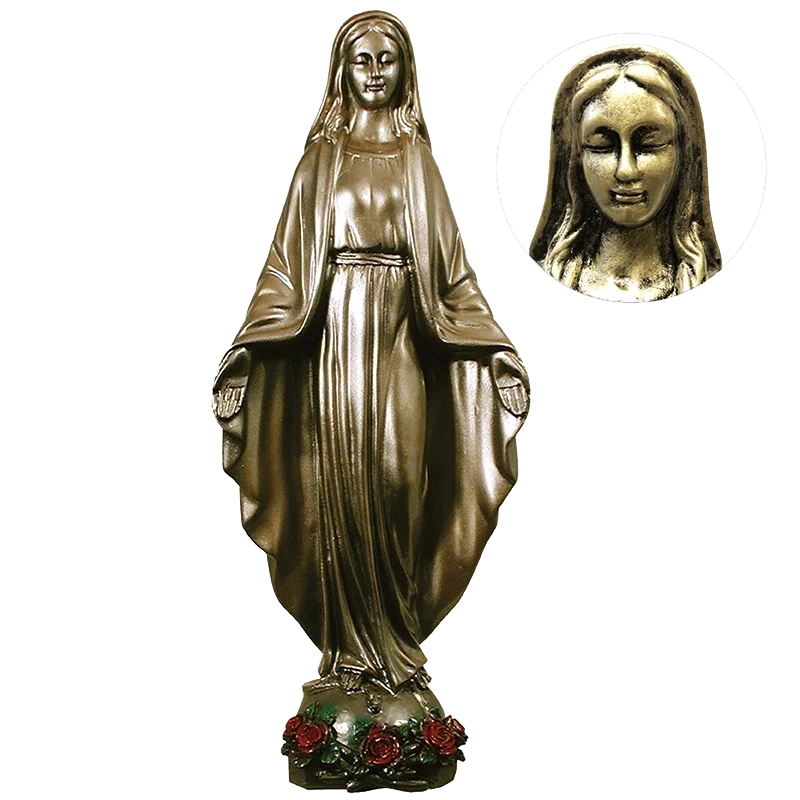 Ornement Funéraire Vierge Marie 2 38cm en Bronze Composite