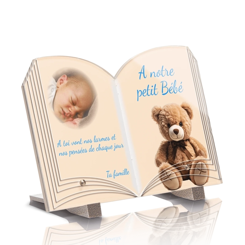 Plaque Funéraire Livre Enfant Ourson Peluche