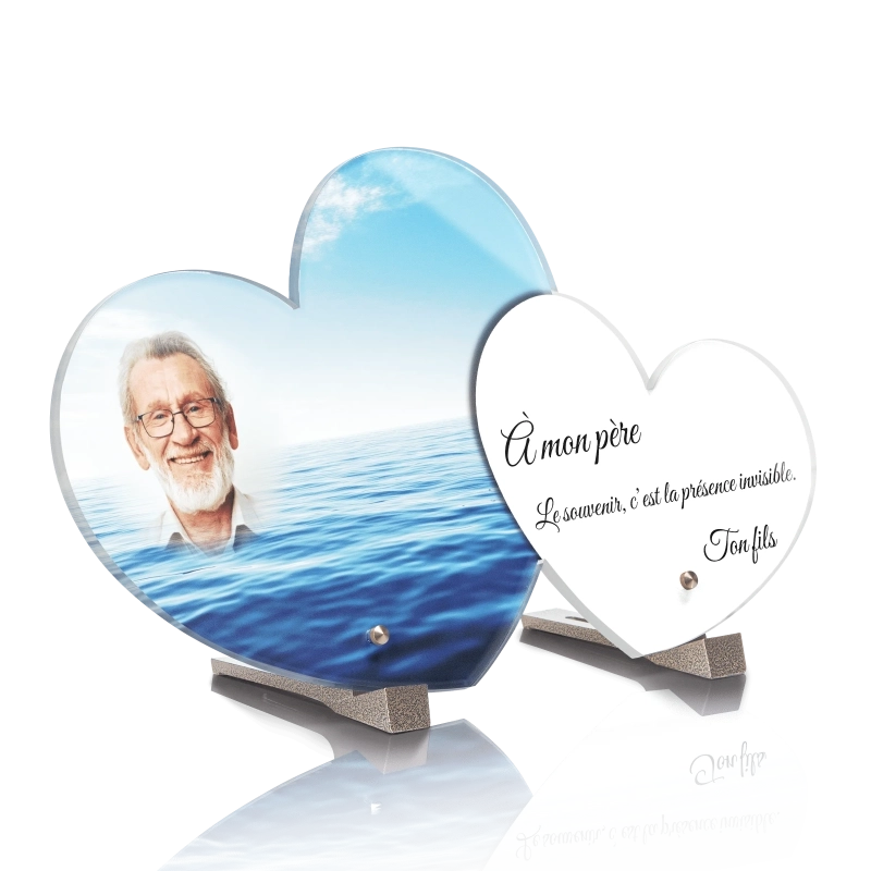 Plaque Funéraire Double Coeur Océan Horizon Plaque Funéraire Double Coeur Océan Horizon