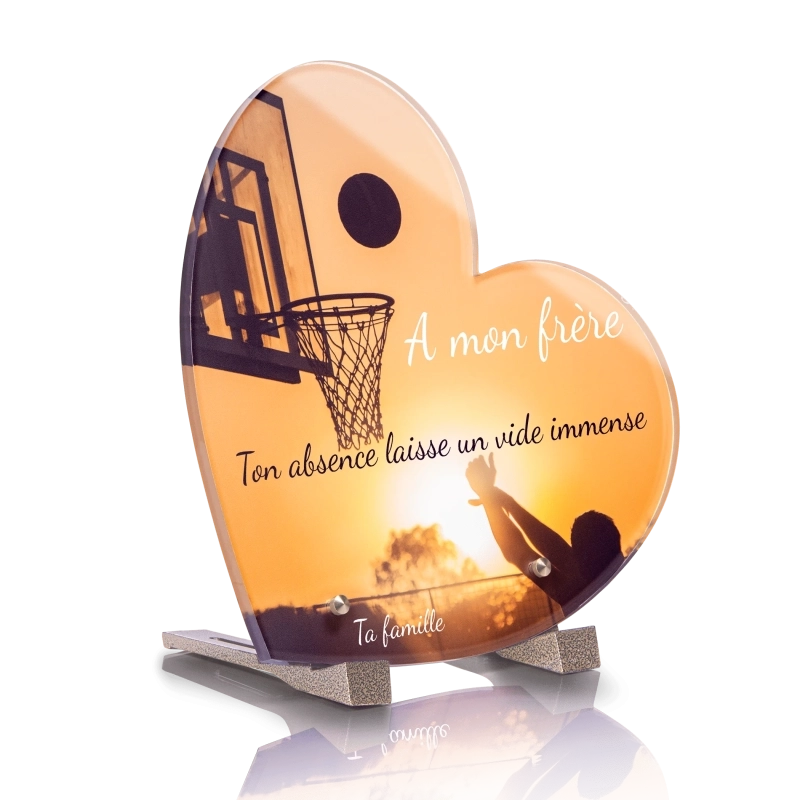 Plaque Funéraire Coeur Basketball