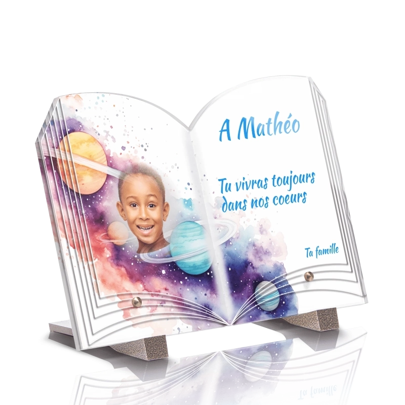 Plaque Funéraire Livre Enfant Planète Galaxie Plaque Funéraire Livre Enfant Planète Galaxie