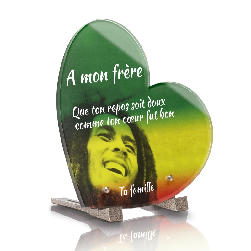 Plaque Funéraire Coeur Bob Marley