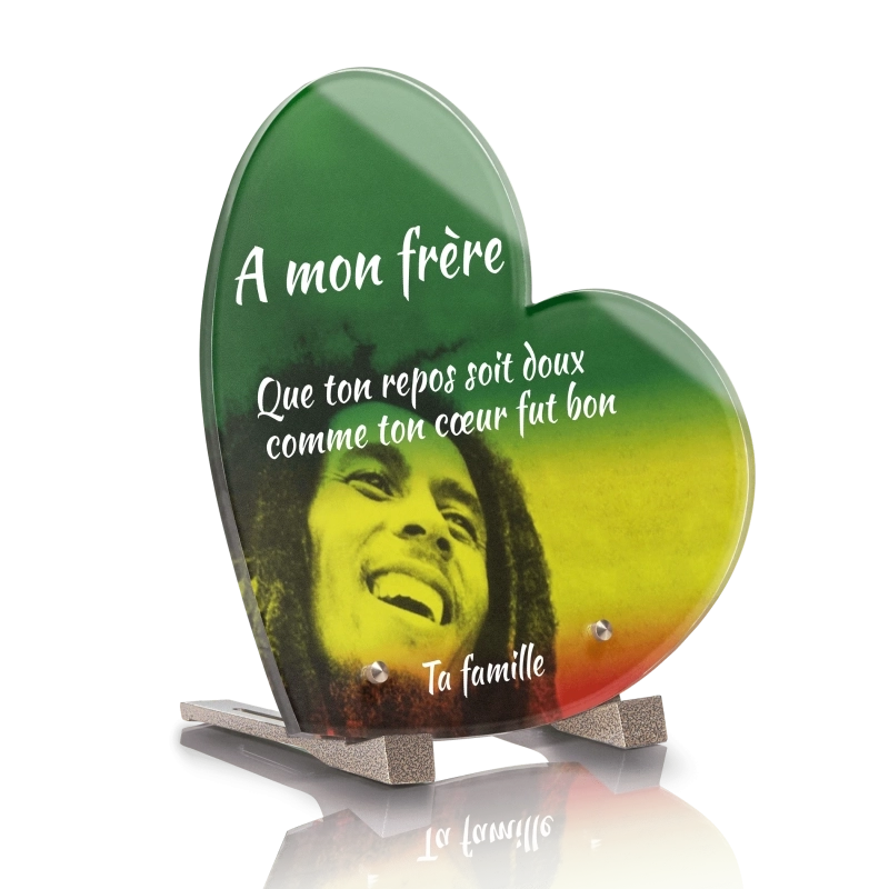 Plaque Funéraire Coeur Bob Marley Plaque Funéraire Coeur Bob Marley